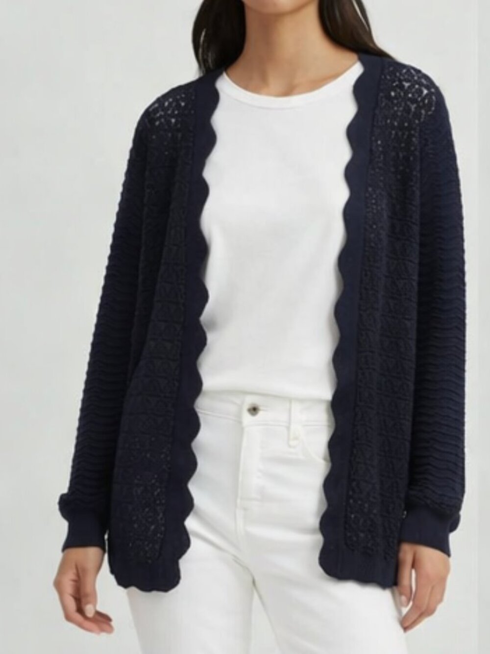 Navy Open-Front Cardigan - Picture 13 of 13